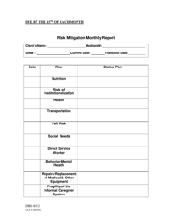 Document preview: Form DHS-8512 Risk Mitigation Monthly Form - Arkansas