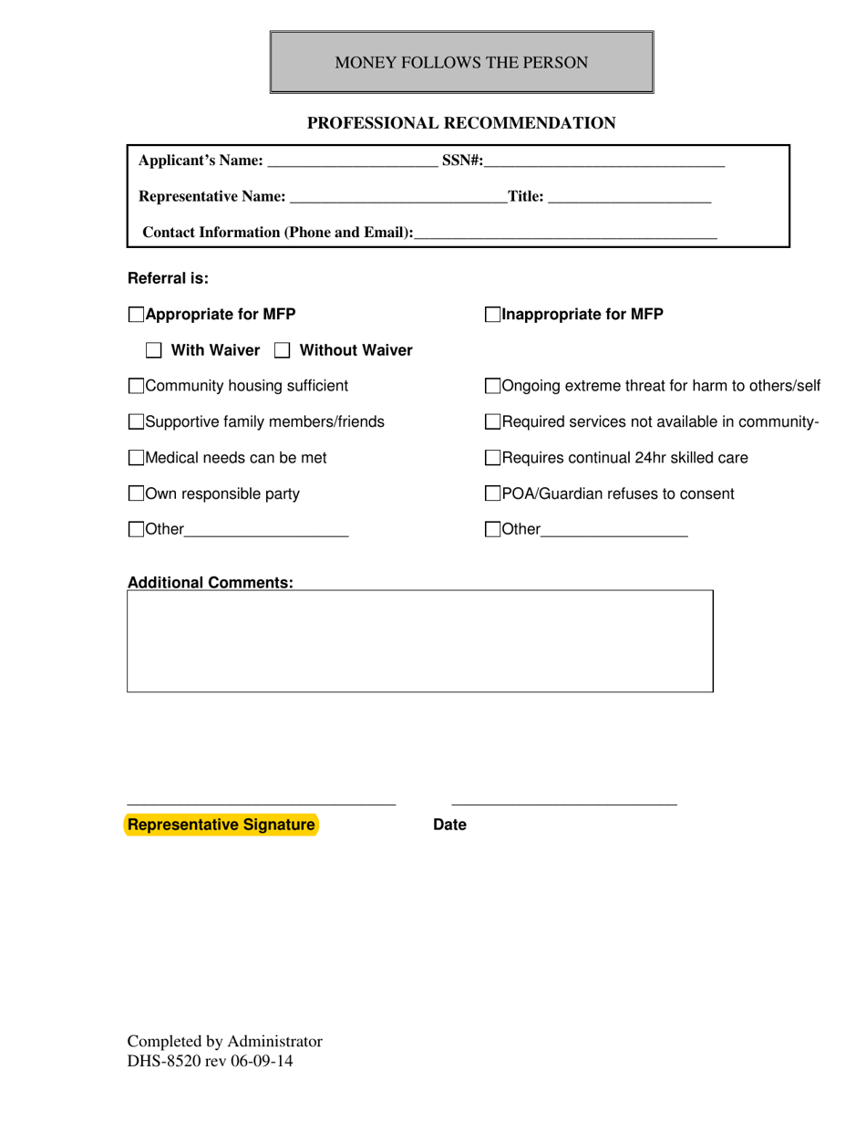 Form DHS-8520 - Fill Out, Sign Online and Download Fillable PDF ...