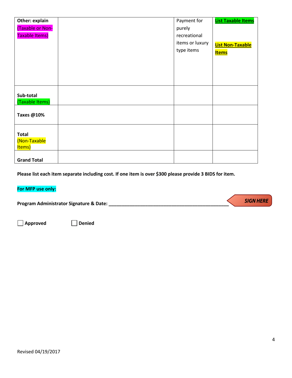 Transition Goods and Services Form - Arkansas, Page 4
