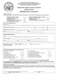 Child Welfare Agency License Application - Residential Facility - Arkansas, Page 2