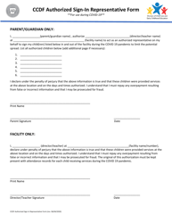 Document preview: Ccdf Authorized Sign-In Representative Form - Arkansas