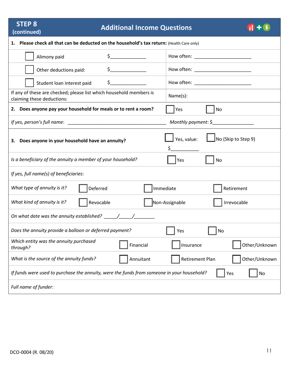 Form DCO-0004 Application for Snap, Health Care, and Tea / Rca Benefits - Arkansas, Page 11