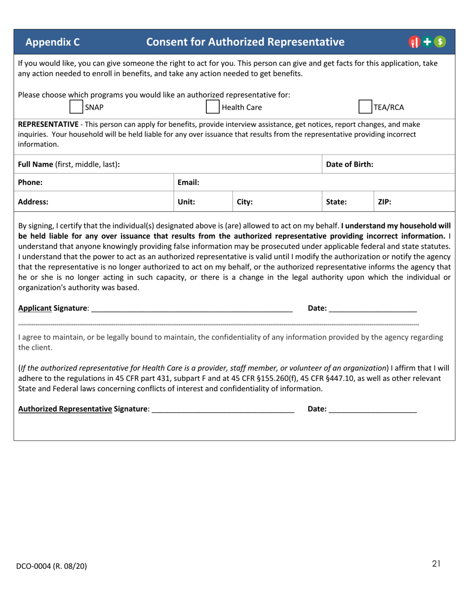 Form DCO-0004 Application for Snap, Health Care, and Tea / Rca Benefits - Arkansas, Page 21