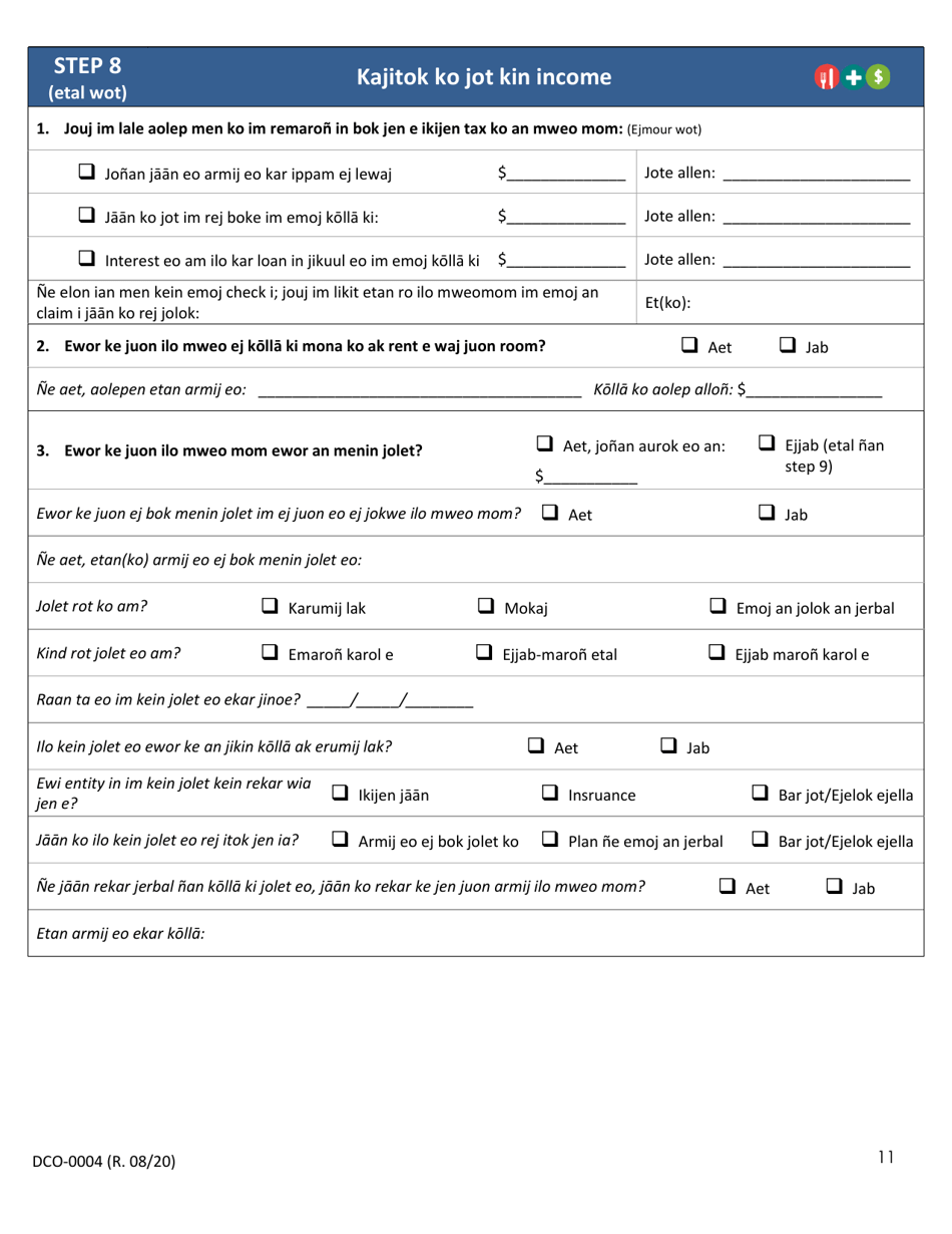 Form DCO-0004 Application for Snap, Health Care, and Tea-Rca - Arkansas (Marshallese), Page 11