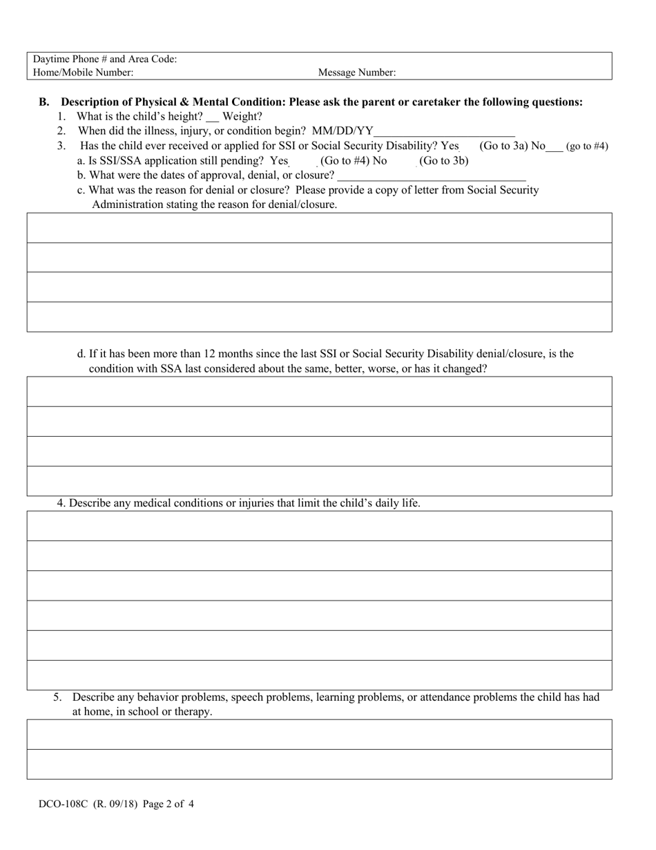 Form DCO-108C Social Report for Children - Arkansas, Page 2