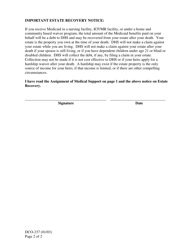 Form DCO-237 Assignment of Rights for Tea and Medicaid Applicants - Arkansas, Page 2