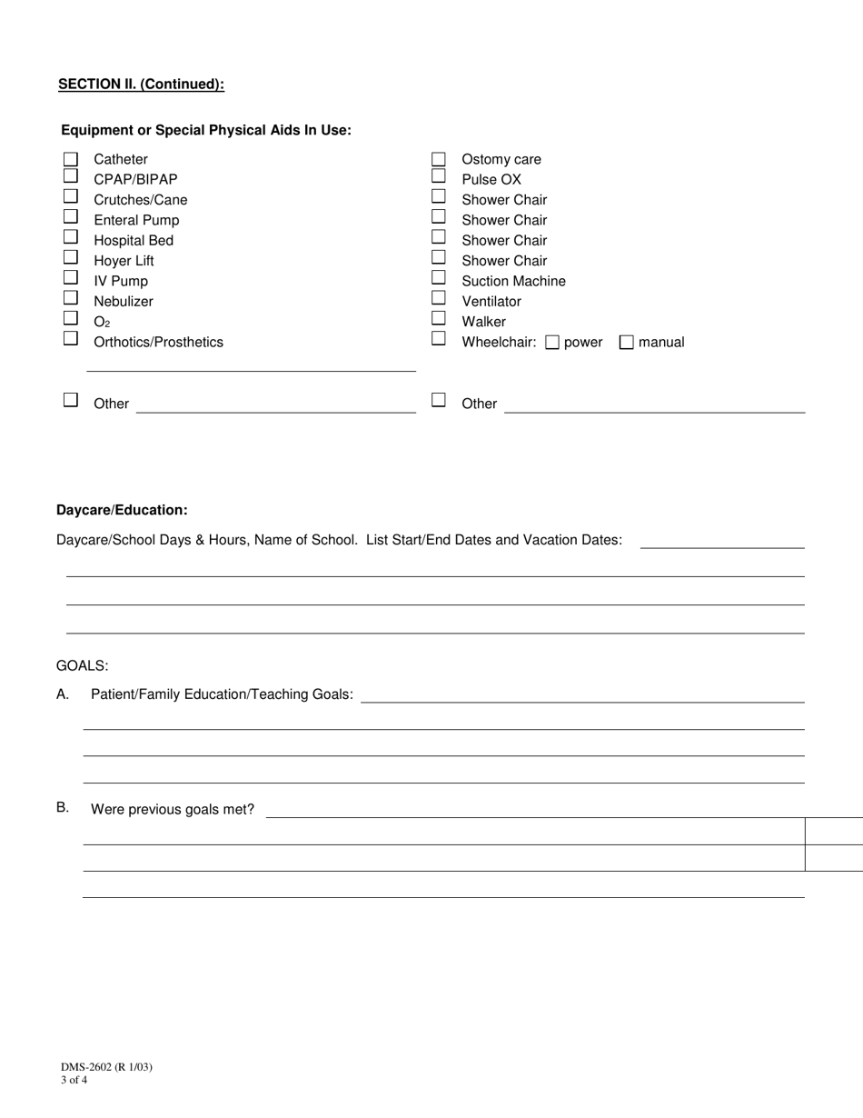 Form DMS-2602 Tefra Waiver - Physician Assessment of Eligibility - Arkansas, Page 3