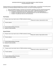 Form DMS-845 Arkansas Medicaid Patient-Centered Medical Home Program Pooling Request Form - Arkansas