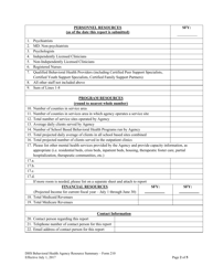 Form 210 Behavioral Health Agency Resource Summary - Arkansas, Page 2