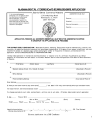 Alabama Dental Hygiene Board Exam Licensure Application - Alabama