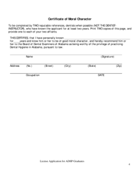 Alabama Dental Hygiene Board Exam Licensure Application - Alabama, Page 4