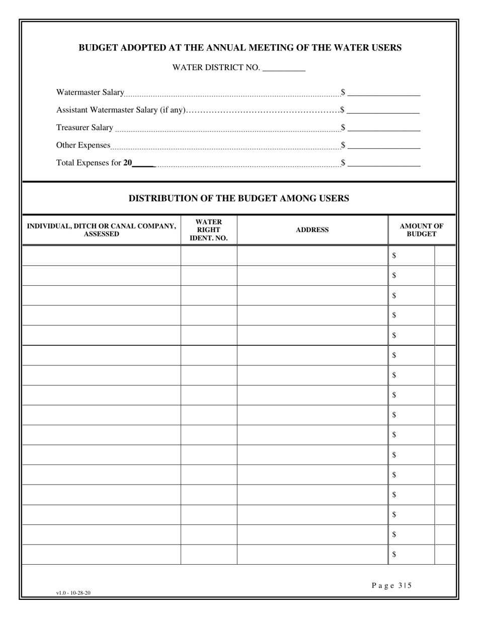 Water District Budget - Idaho, Page 3