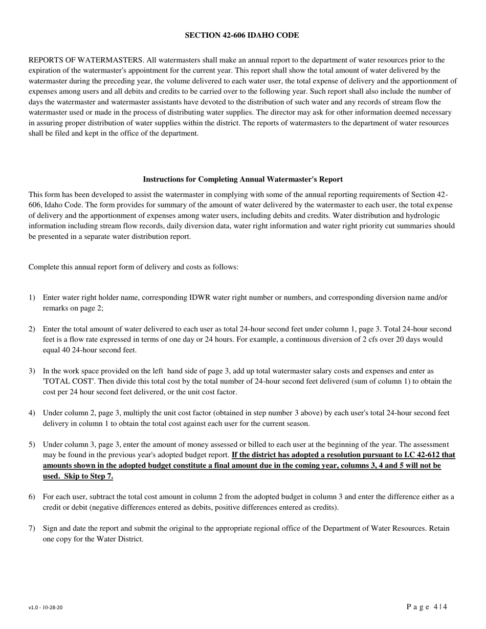 Watermasters Annual Report - Idaho, Page 4