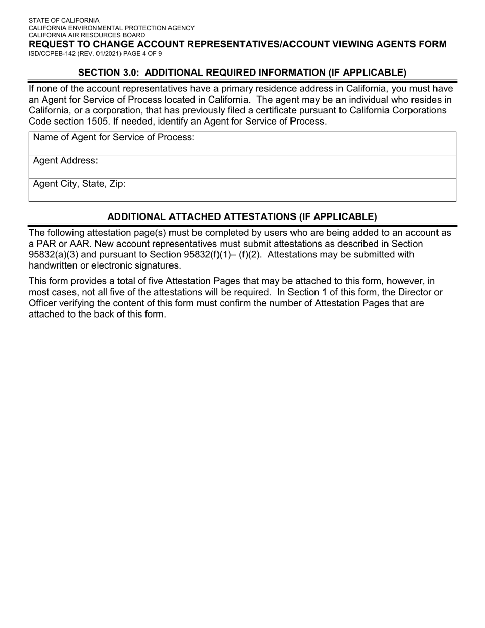 Form ISD / CCPEB-142 Request to Change Account Representatives / Account Viewing Agents Form - California, Page 4
