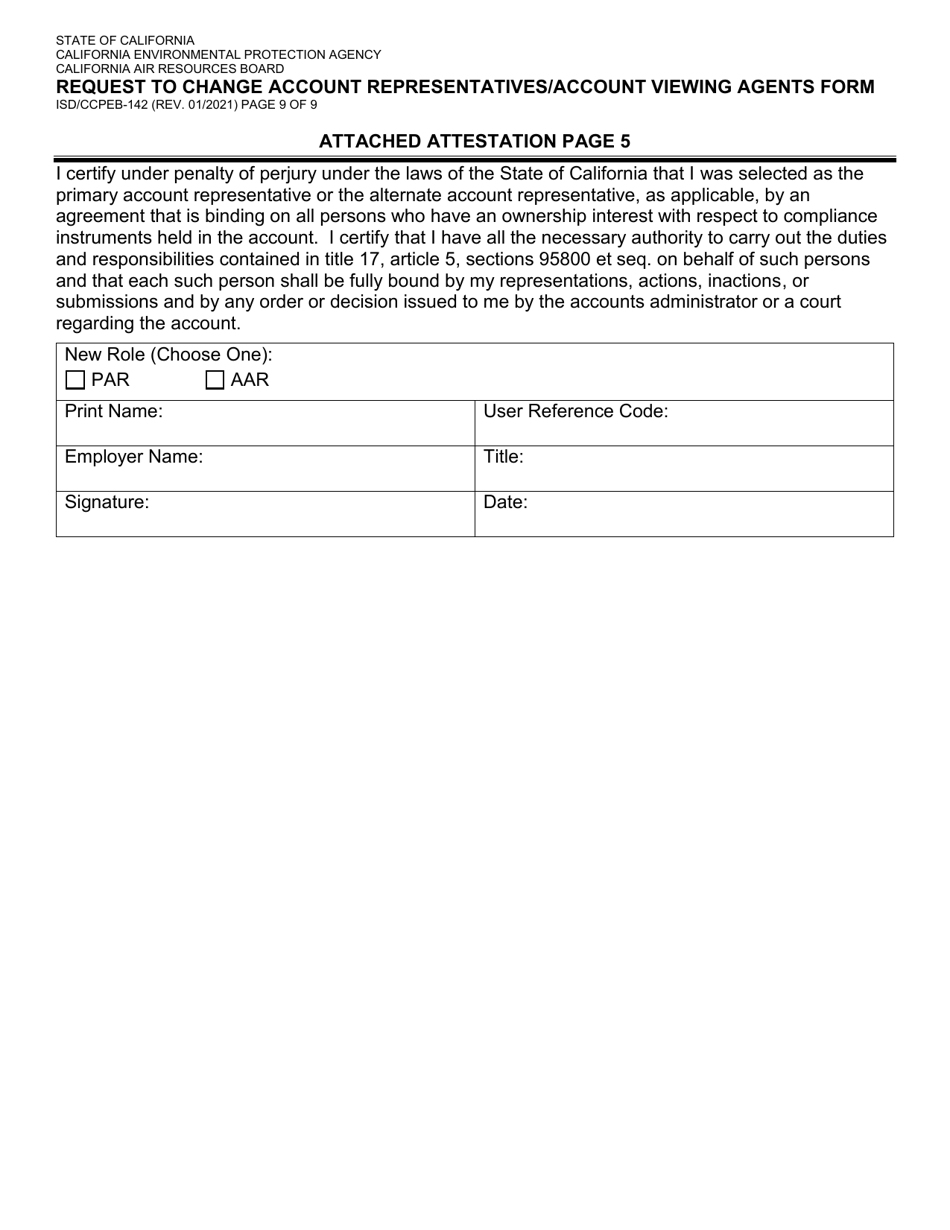 Form ISD / CCPEB-142 Request to Change Account Representatives / Account Viewing Agents Form - California, Page 9