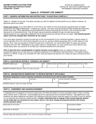 Form CO-902 Income Payment Election Form - Option D - Straight Life Annuity - Connecticut