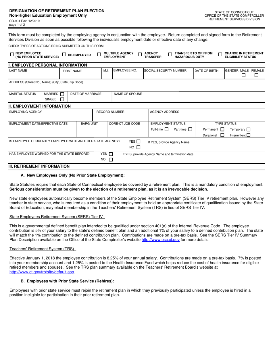 Form CO-931 - Fill Out, Sign Online and Download Fillable PDF ...