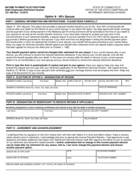 Form CO-899 Income Payment Election Form - Option a - 50% Spouse - Connecticut