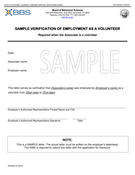 Document preview: Sample Verification of Employment as a Volunteer - California