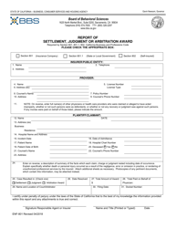 Document preview: Form ENF-801 Report of Settlement, Judgment or Arbitration Award - California