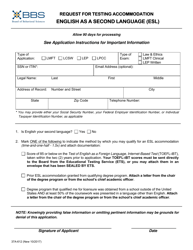 Form 37A-612 Request for Testing Accommodation - English as a Second Language (Esl) - California, Page 2