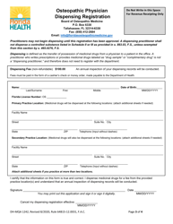 Form DH-MQA1242 Osteopathic Physician Dispensing Registration - Florida, Page 3