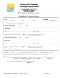 Form DH-MQA1242 Osteopathic Physician Dispensing Registration - Florida, Page 4