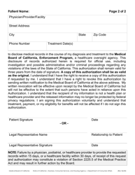 Physician/Provider/Facility Authorization for Release of Information - California, Page 2