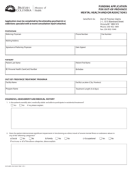 Document preview: Form HLTH2809 Funding Application for out-Of-Province Mental Health and/or Addictions - British Columbia, Canada