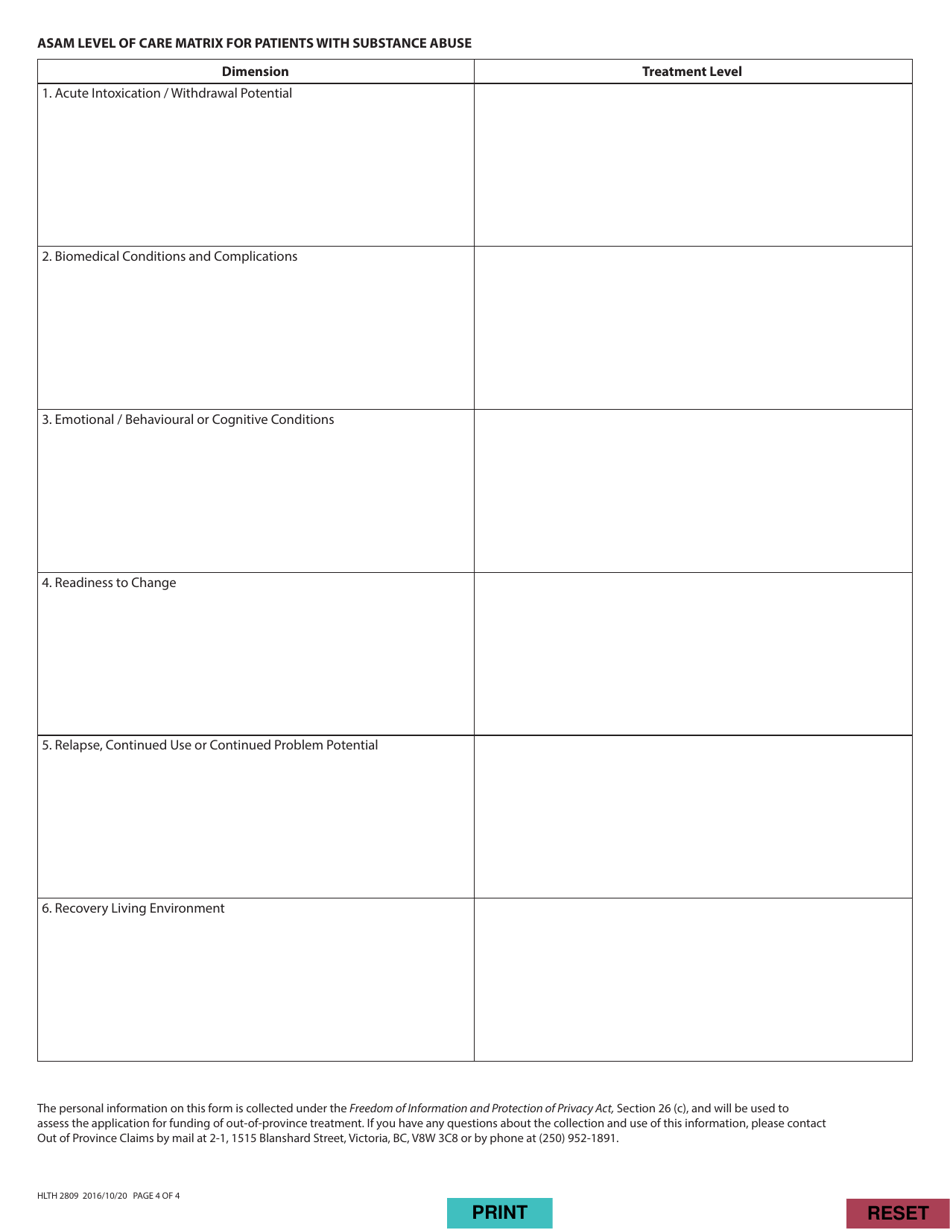 Form HLTH2809 Funding Application for out-Of-Province Mental Health and / or Addictions - British Columbia, Canada, Page 4