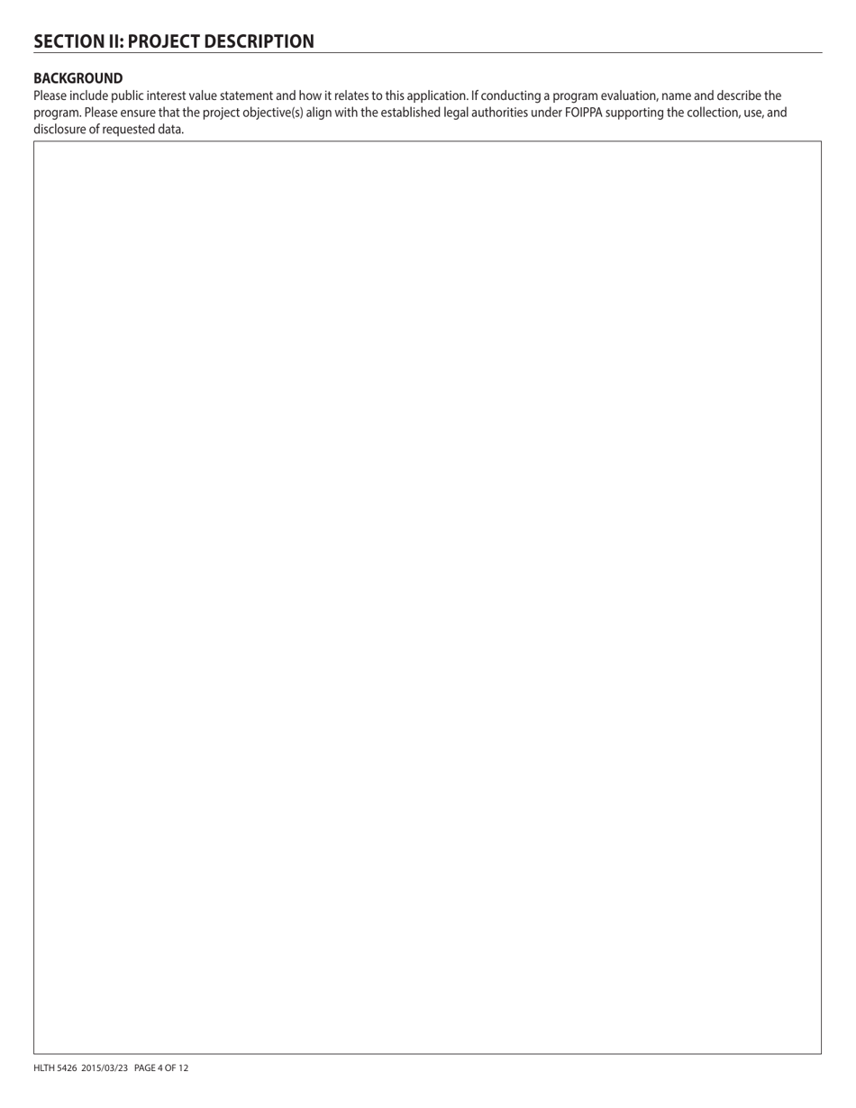 Form HLTH5426 Health Data Request - British Columbia, Canada, Page 4