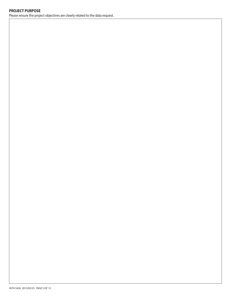 Form HLTH5426 Health Data Request - British Columbia, Canada, Page 5