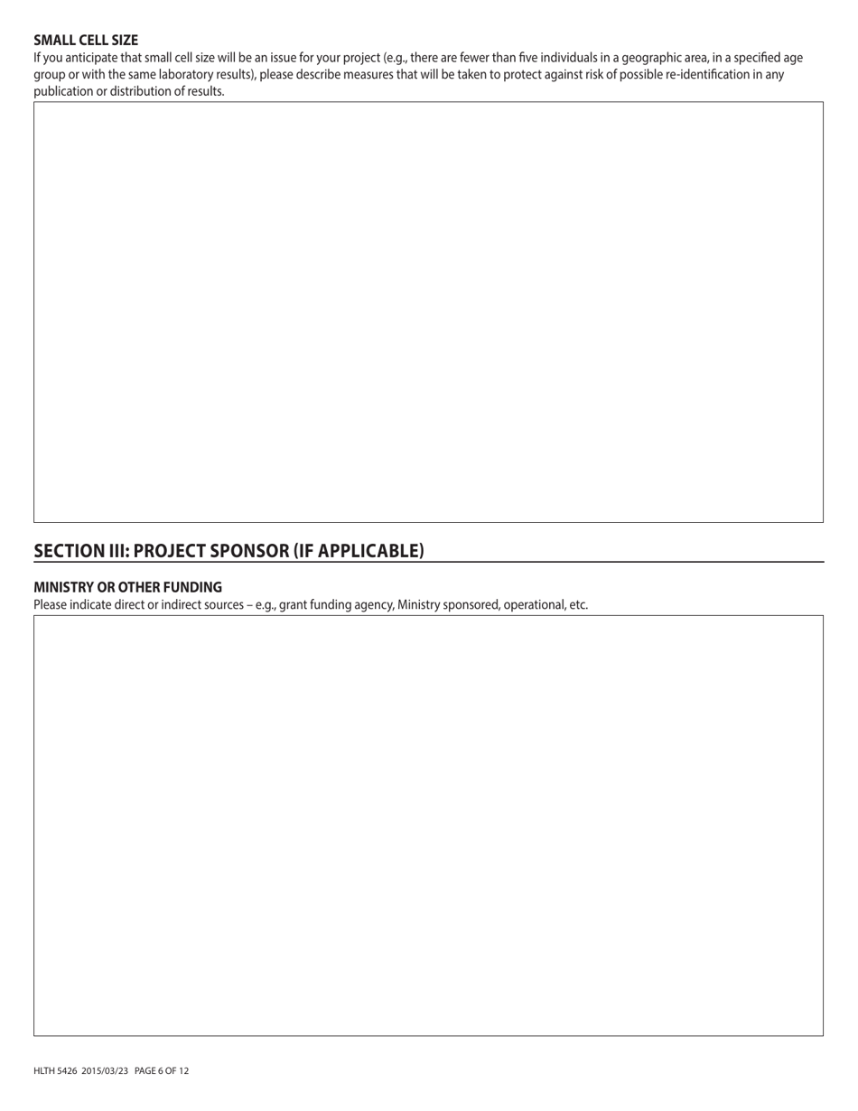 Form HLTH5426 Health Data Request - British Columbia, Canada, Page 6