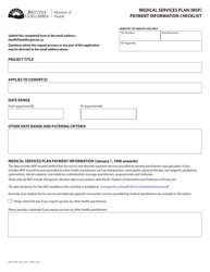 Document preview: Form HLTH5430 Medical Services Plan (Msp) Payment Information Checklist - British Columbia, Canada