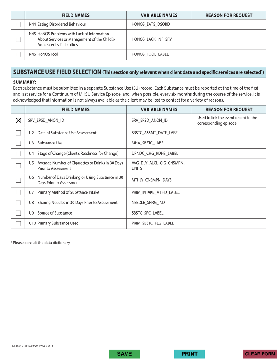 Form HLTH5516 Application to Request Mha Mrr Data for Evaluation, Planning or Research - Mental Health  Substance Use (Mha Mrr) Data Checklist - British Columbia, Canada, Page 8