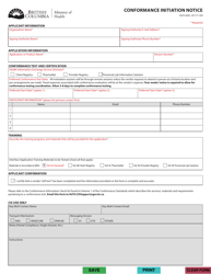 Document preview: Form HLTH4636 Conformance Initiation Notice - British Columbia, Canada
