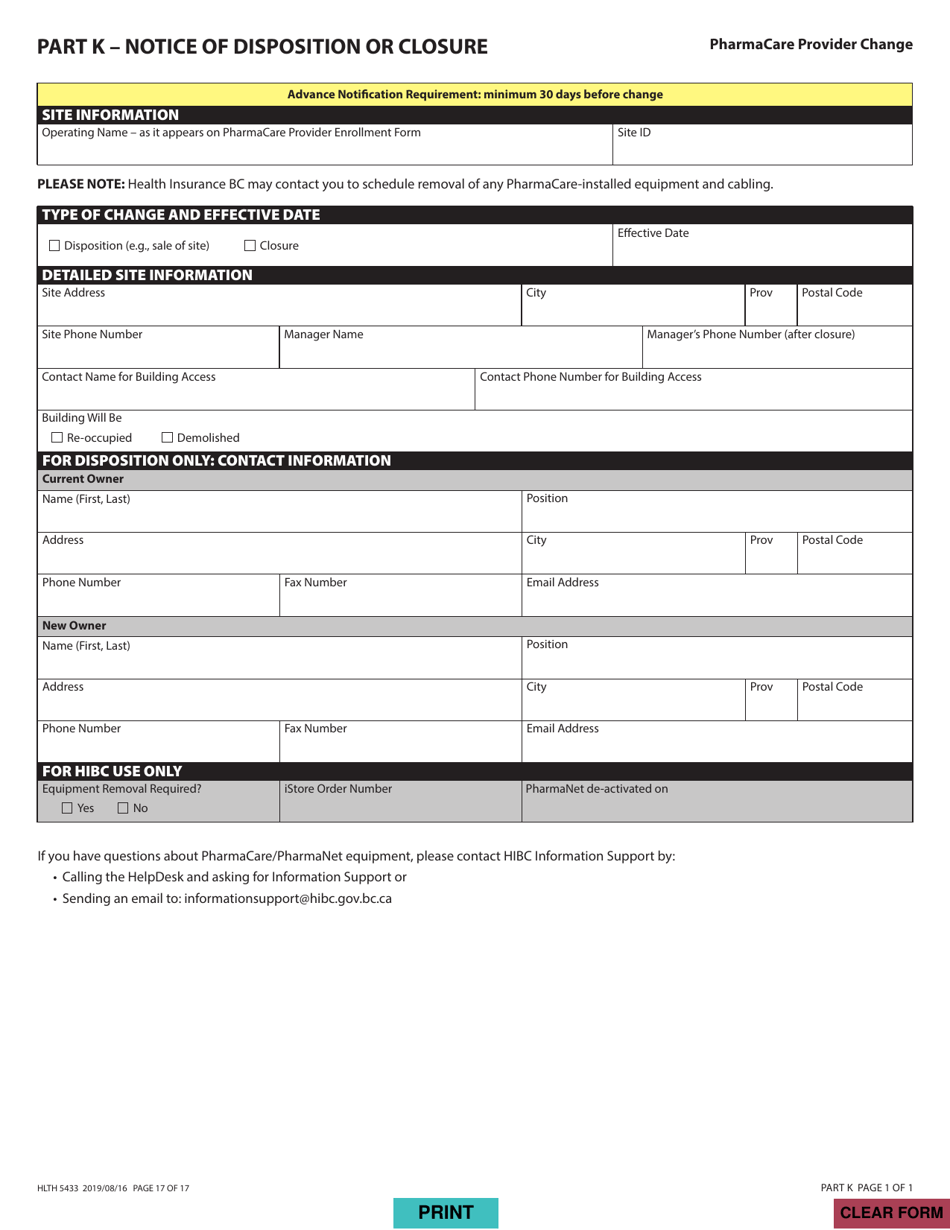 Form HLTH5433 Pharmacare Provider Change - British Columbia, Canada, Page 17