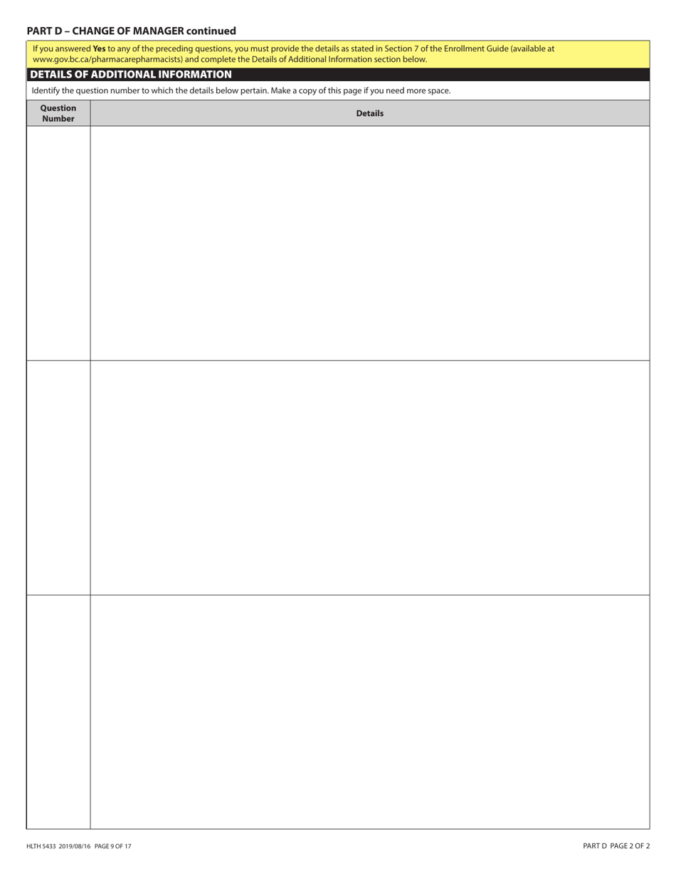 Form HLTH5433 Pharmacare Provider Change - British Columbia, Canada, Page 9