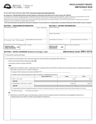 Document preview: Form HLTH5490 Special Authority Request - Obeticholic Acid - British Columbia, Canada
