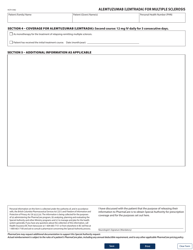 Form HLTH5482 Pharmacare Special Authority Request - Alemtuzumab (Lemtrada) for Multiple Sclerosis - British Columbia, Canada, Page 2