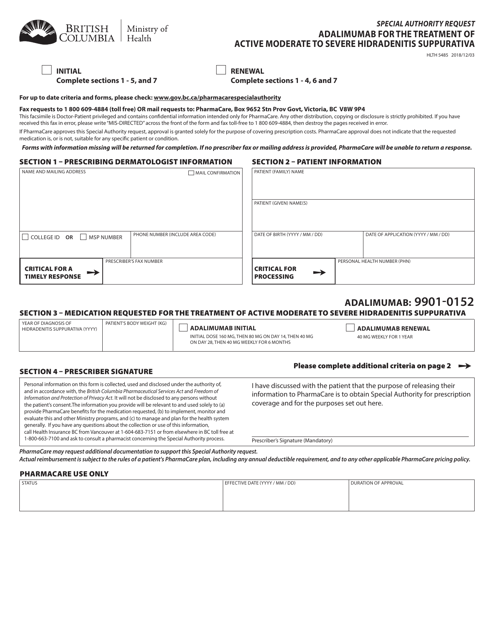 Form HLTH5485  Printable Pdf