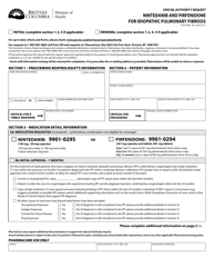 Form HLTH5468 Special Authority Request - Nintedanib and Pirfenidone for Idiopathic Pulmonary Fibrosis - British Columbia, Canada