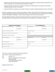 Form HLTH4551 Medical Device Distributor Claims Access to Pharmanet - Acknowledgement of Completion of Confidentiality Procedures - British Columbia, Canada, Page 2