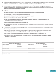 Form HLTH4549 Medical Device Distributor Claims Access to Pharmanet - Undertaking of Confidentiality by Manager - British Columbia, Canada, Page 2