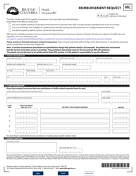 Document preview: Form HLTH2944 Reimbursement Request - British Columbia, Canada