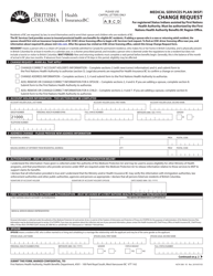 Form HLTH308 Medical Services Plan (Msp) Change Request - British Columbia, Canada