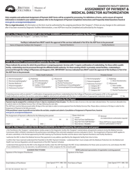 Form HLTH1908 Diagnostic Facility Services Assignment of Payment &amp; Medical Director Authorization - British Columbia, Canada