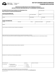 Form HLTH2810 Out-Of-Country Health Services Funding Application - British Columbia, Canada