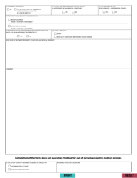 Form HLTH2810 Out-Of-Country Health Services Funding Application - British Columbia, Canada, Page 2