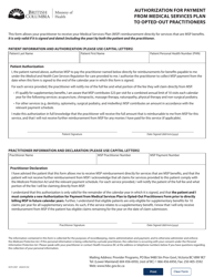 Document preview: Form HLTH2947 Authorization for Payment From Medical Services Plan to Opted-Out Practitioners - British Columbia, Canada